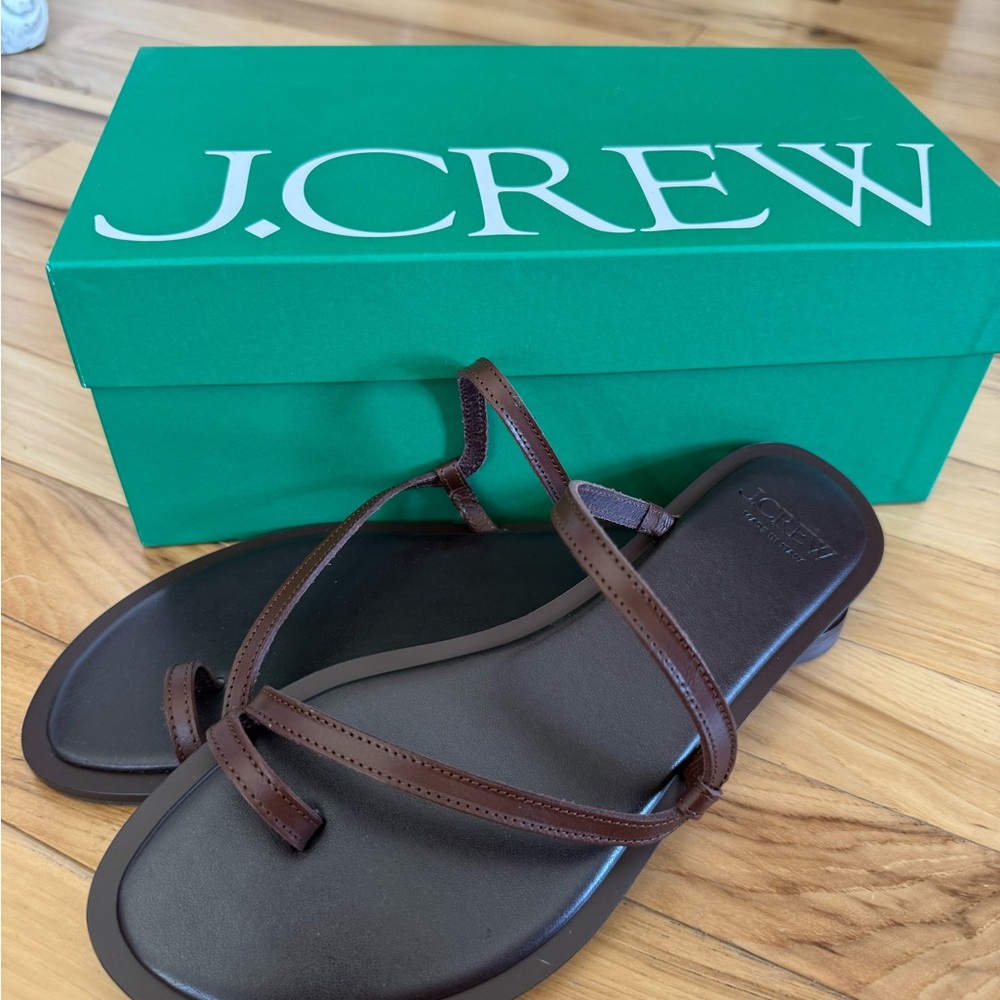 J. Crew Women’s Tobacco Brown Vachetta Carsen Flat Sandal